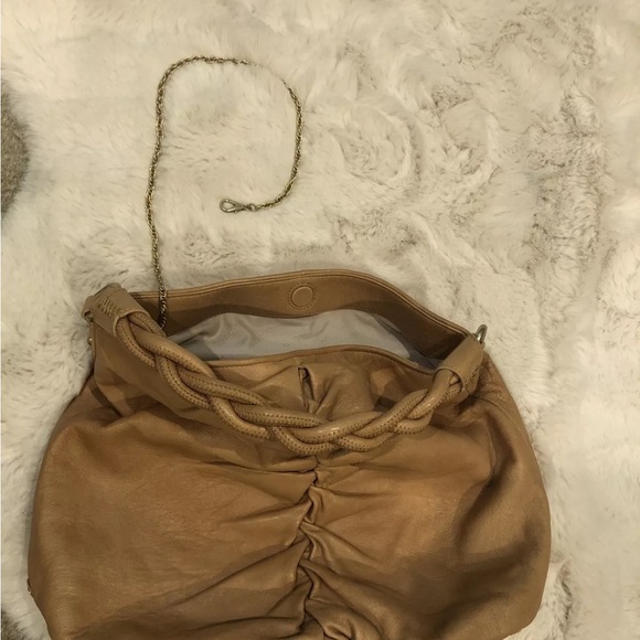 Botkier Soft Tan Leather Satchel Hobo Bag w/Gold Hardware, Chain & Dust Bag - Picture 9 of 12